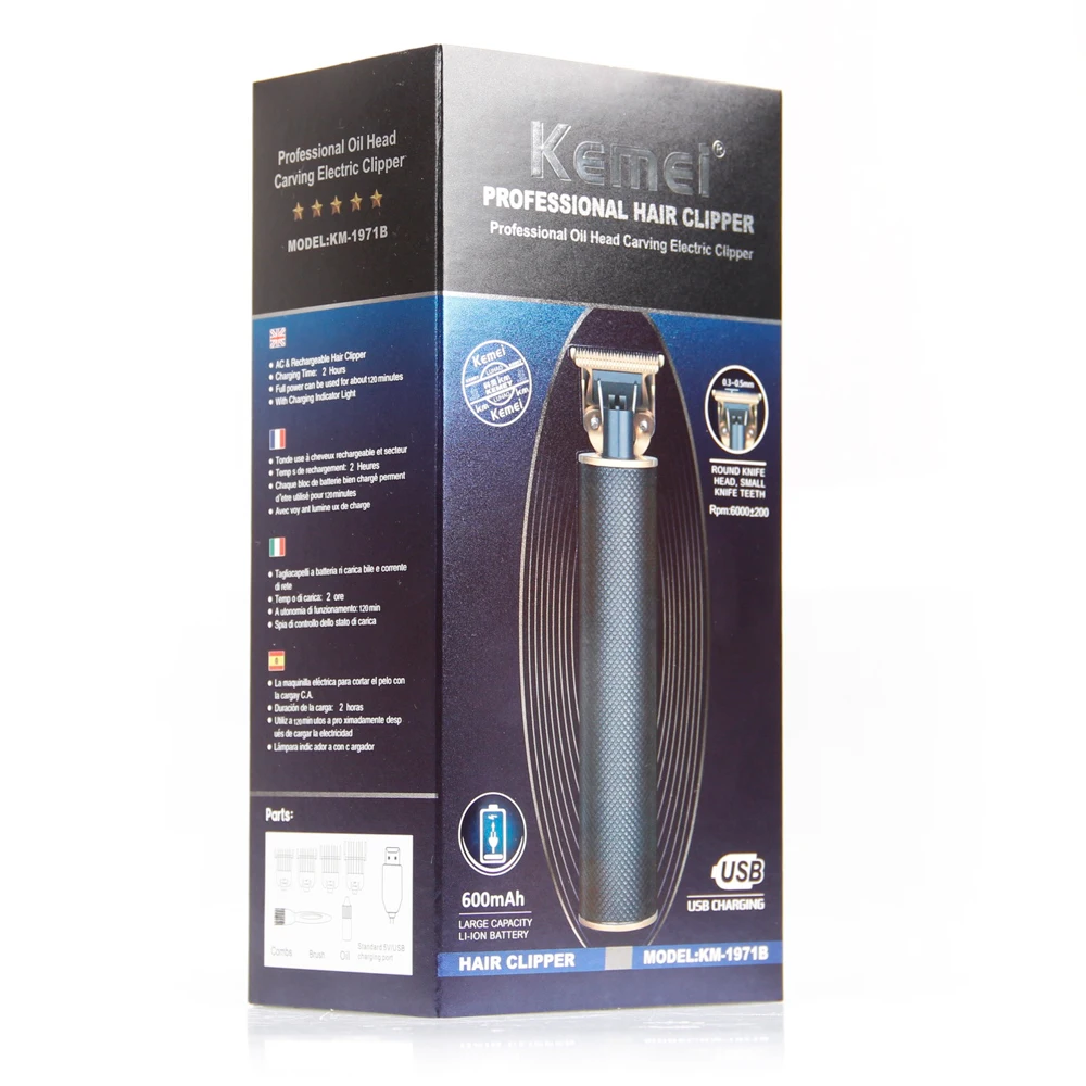 Kemei KM-1971 B Pro Li Skelet Zware Hitter Cordless Trimmer Mannen 0 Mm Kaalhoofdige Tondeuse Afwerking Haar snijmachine | Бытовая