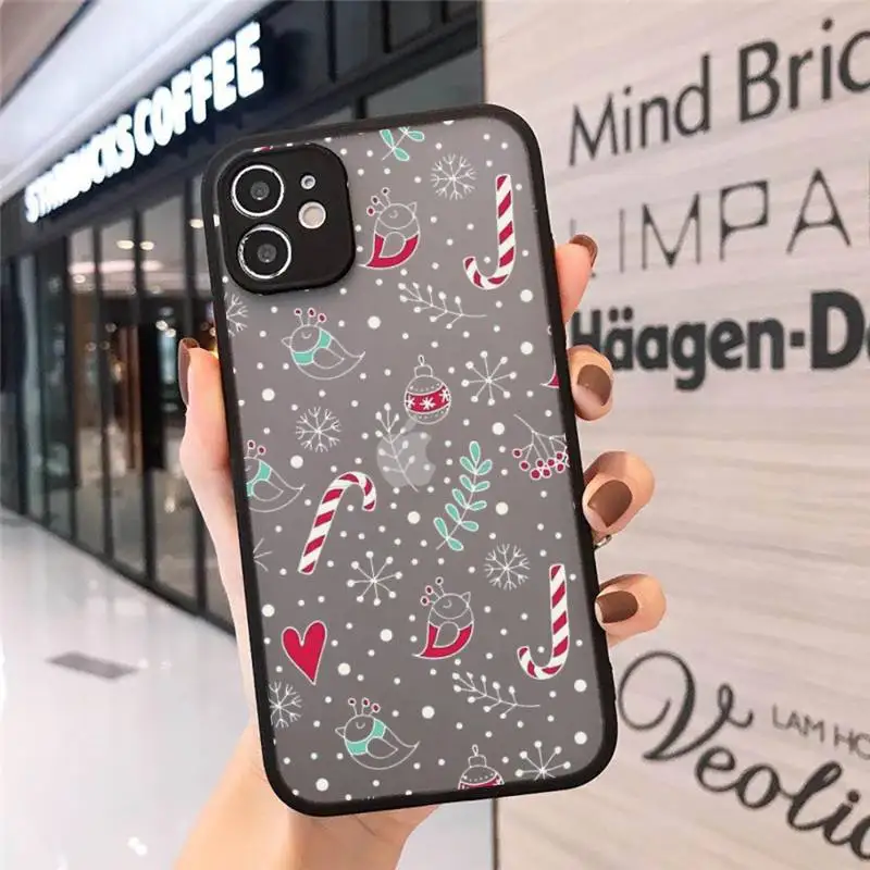 

Merry Christmas Phone Cases matte transparent For iphone 7 8 11 12 plus mini x xs xr pro max cover