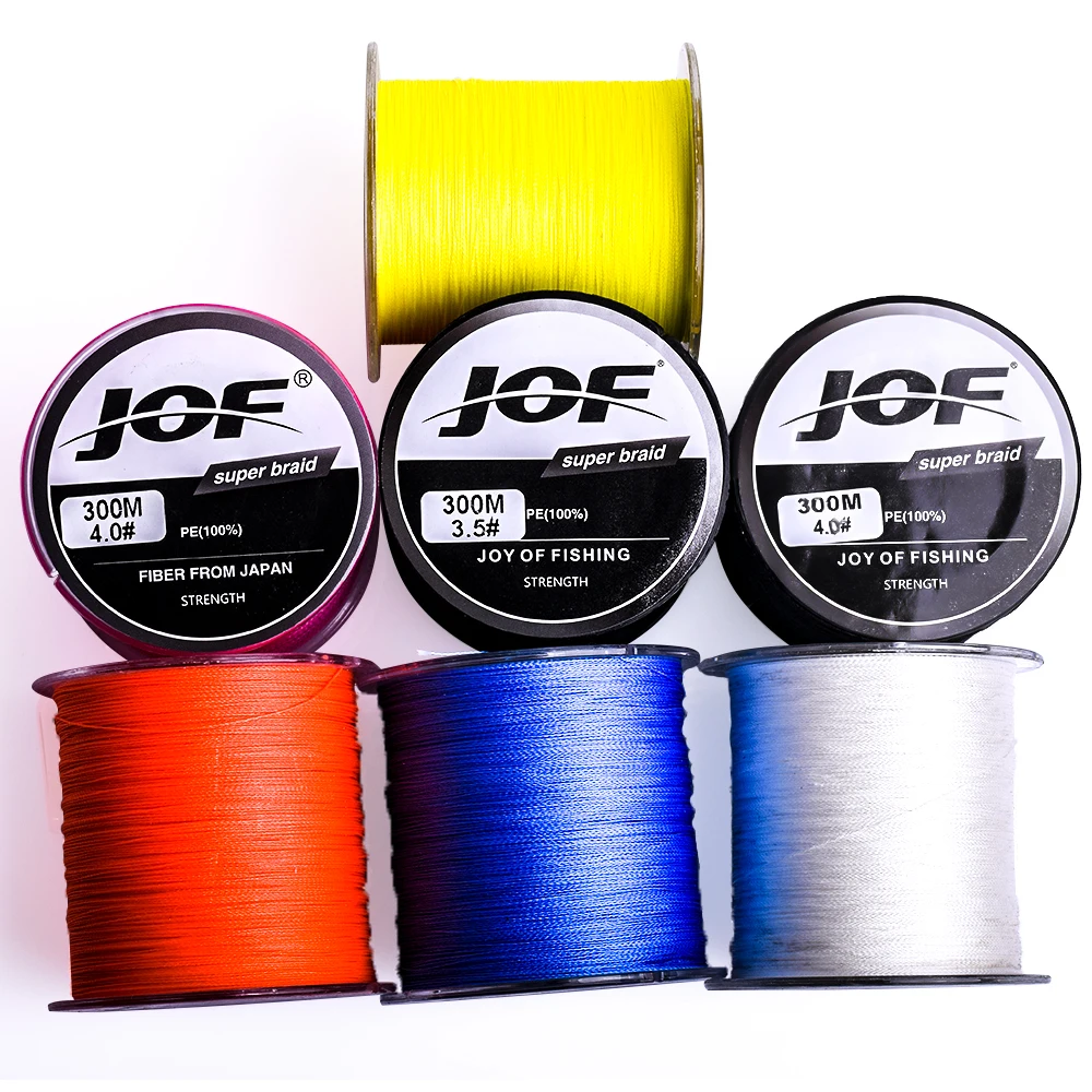 

JOF 300M 100M Multicolour PE Braided Wire 4 Strands Multifilament Japanese Fishing Line Fishing tackle for spinning