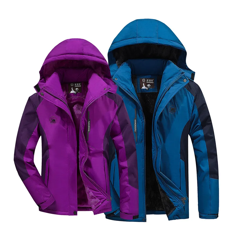 Outdoor Raincoat Jacket COUPLE'S Ski Riding Clothes Plus Velvet Padded Waterproof Warm Middle-aged Cotton- | Спорт и развлечения