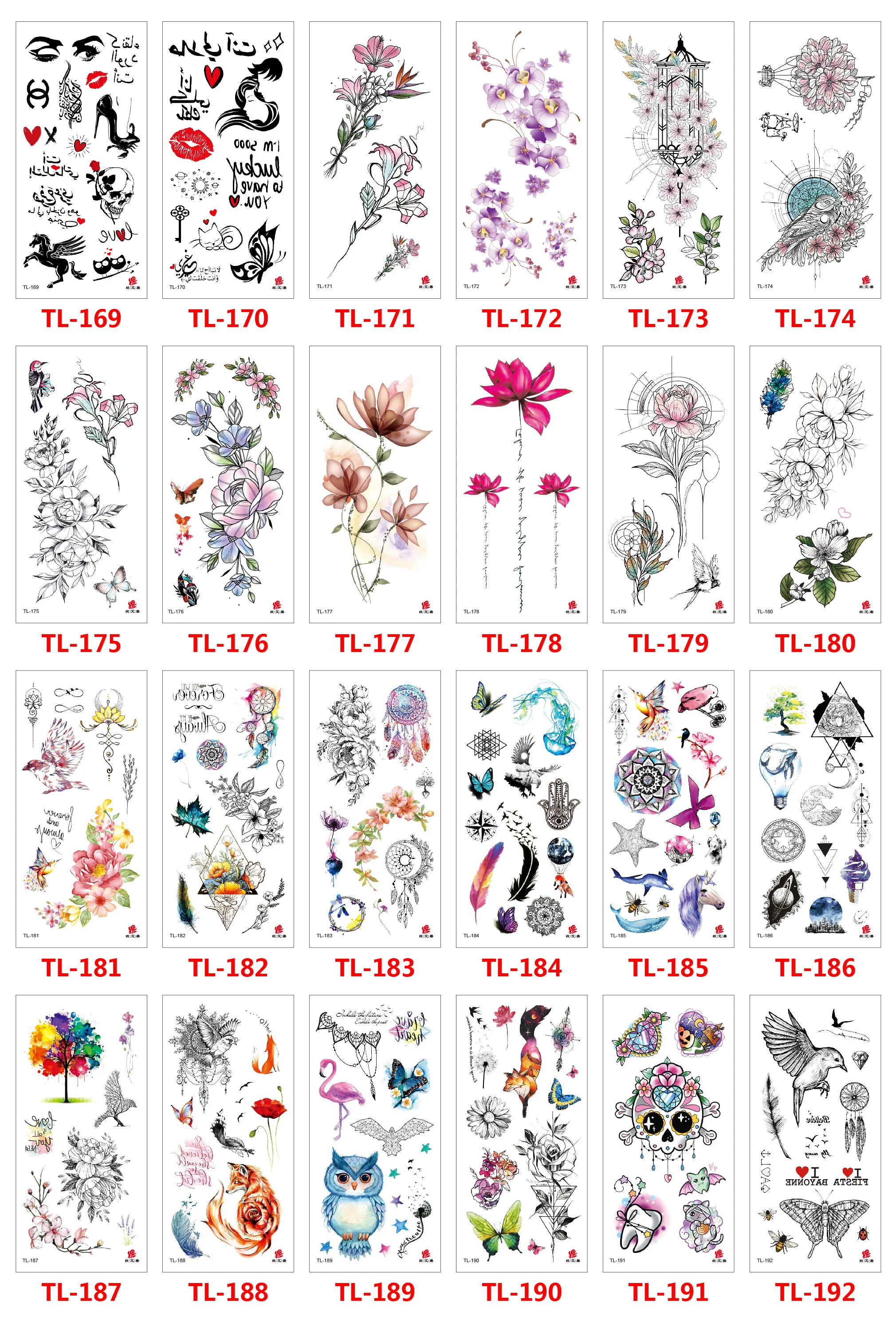 

Waterproof Temporary Tattoo Sticker Unicorn Eagles Flowers Designs Tattoos Body Art Arm Fake Tatoo Women Men