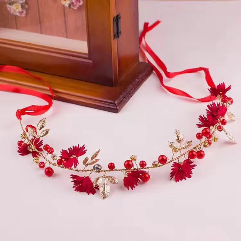2021 Baby Girl Crown Princess Floral Flower Beading Patchwork Headdress Boho Wedding Birthday Headpiece Headband Hair Wreath