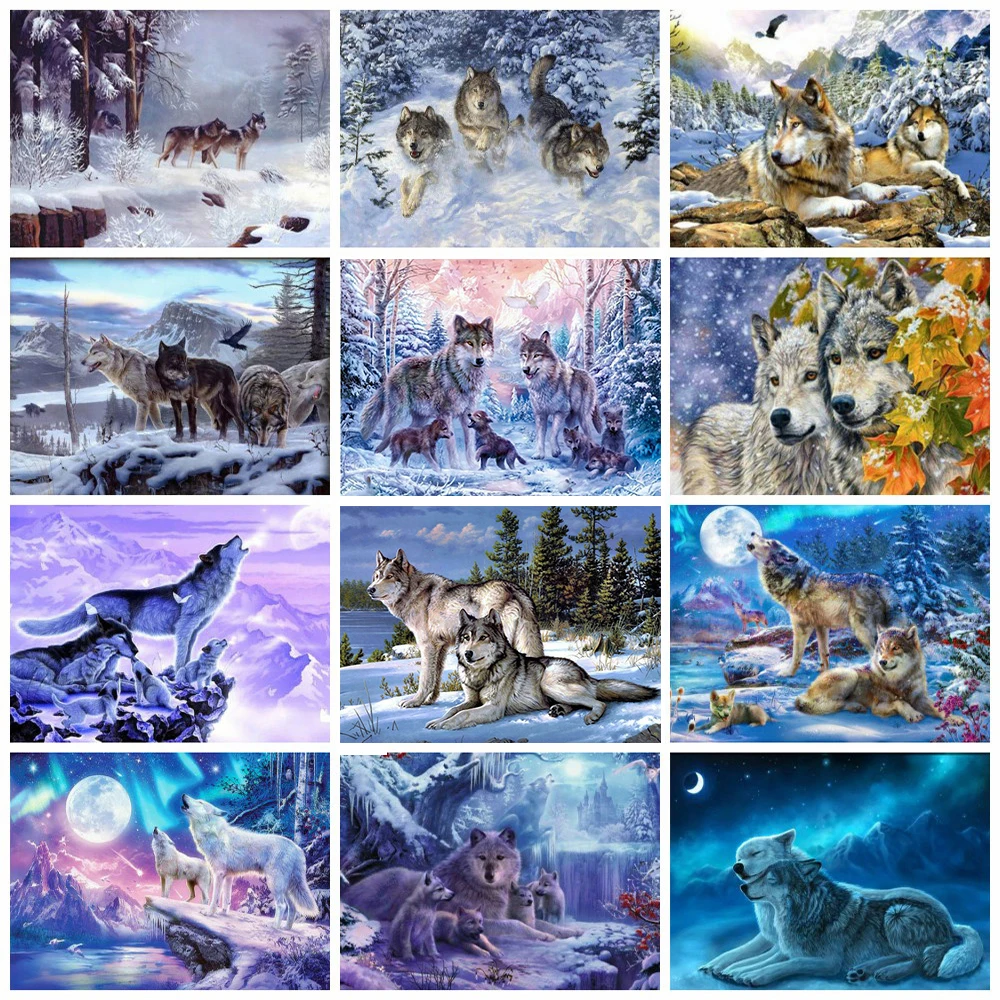 Квадратный 5D алмазов картина Волк Вышивка крестом Алмазная вышивка Животные