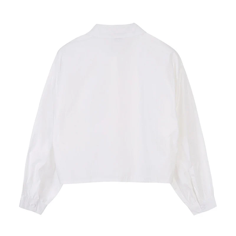 Женская блузка с длинным рукавом винтажная Повседневная белая на пуговицах