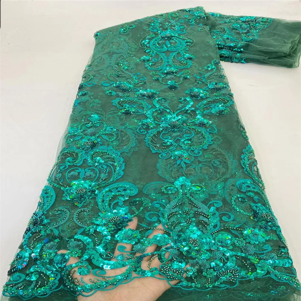 

Nigerian Beaded Lace Fabric 2022 High Quality African french tulle lace fabrics French Tulle Lace Material JJN708