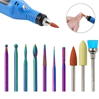 10pcs diamond burr nail drill bits set rainbow coating carbide cuticle milling cutter electric grinder for manicure pedicure