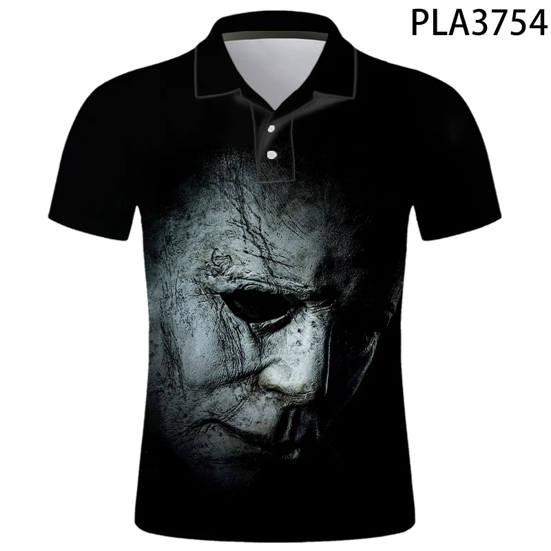 

Мужская рубашка-поло с 3D принтом, Повседневная рубашка-поло с принтом Майкла Майерса в стиле Харадзюку, 2020