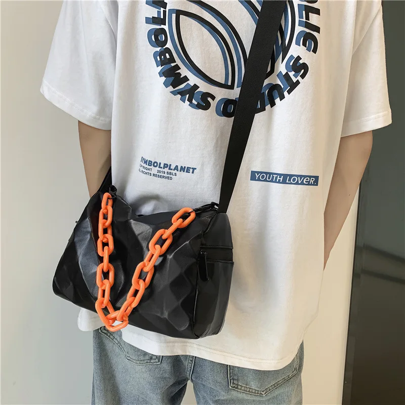 Top Brand Couple Chain Shoulder Bags Female Leather Messenger Bag Men Chest Bag Design Luxury Handbag Waist Bag Satchels Women