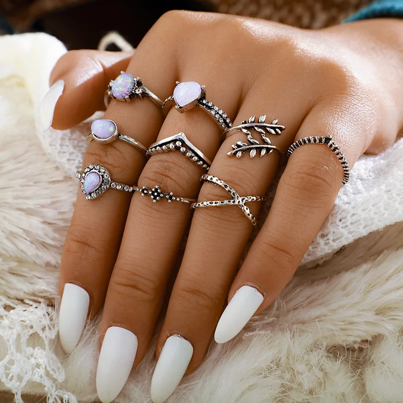 

Trend New Opal Love Crown All-match Princess Ring Fashion Trend Accessories Female Joint Ring