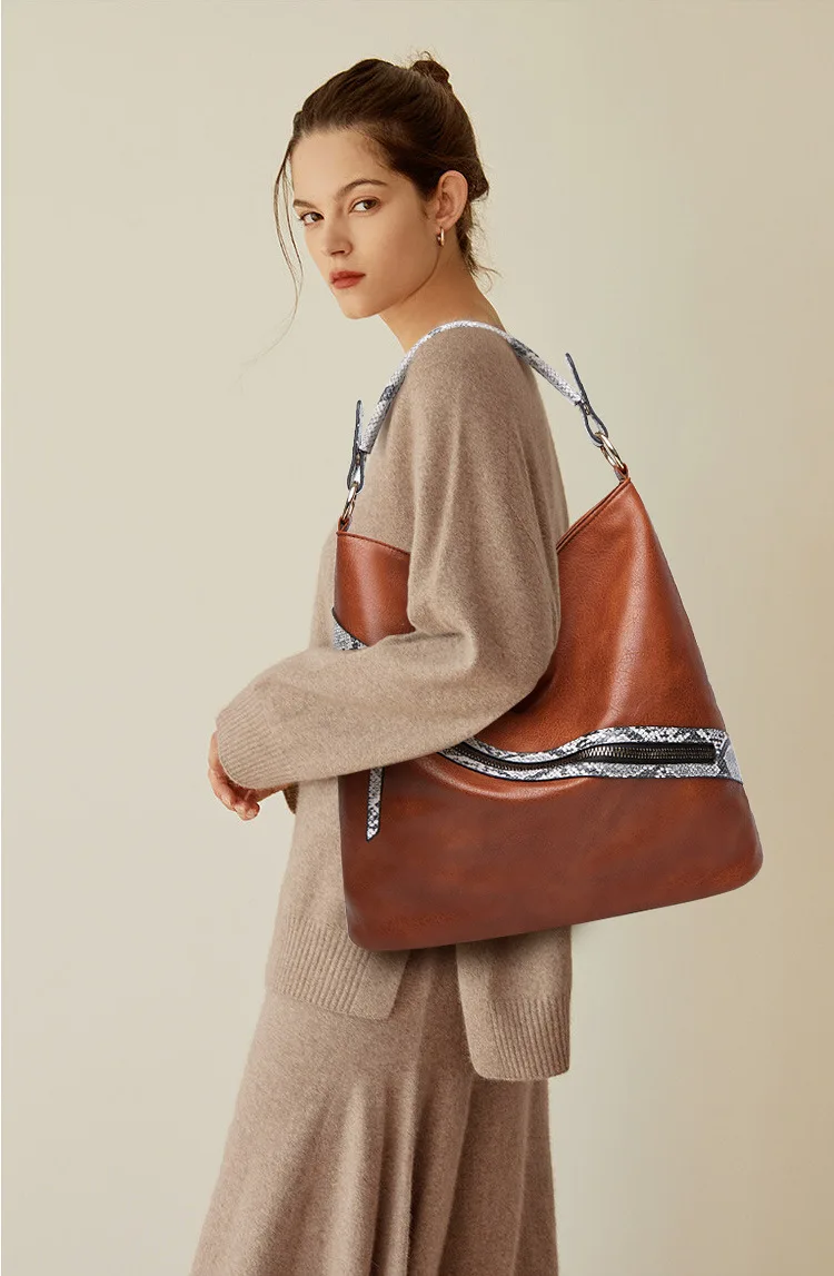 

Women Bag Oil Wax Leather Handbags Luxury Lady Hand s with Purse Pocket Messenger Big Tote Sac Bols