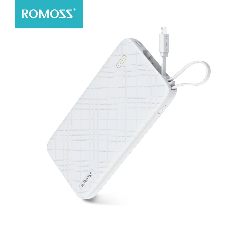 POWER BANK ROMOSS QS10 10000 мАч с встроенным кабелем Micro USB|Внешние аккумуляторы| |