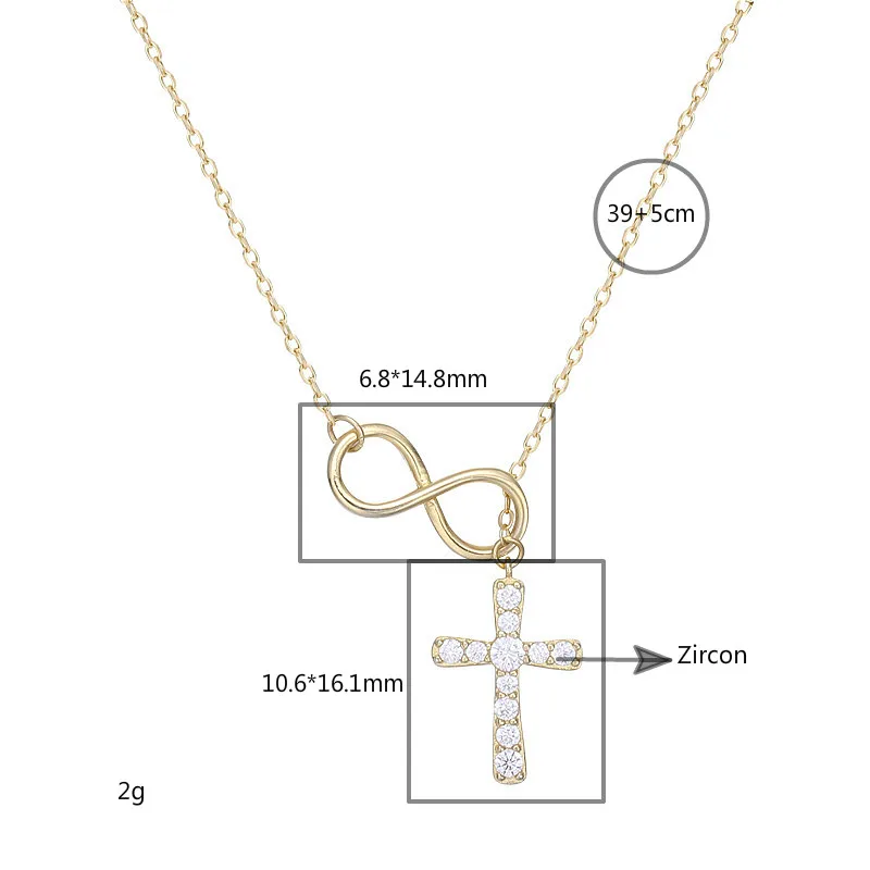 

18k Gold Cross 8 100% 925 Sterling Silver Necklace For Women Cubic Zircon Necklaces & Pendants Chain Fine Jewelry Luxury Flyleaf