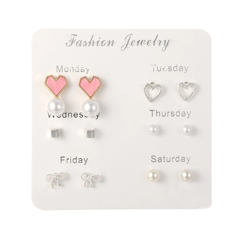 Женские серьги-гвоздики из искусственного камня 6 пар | Украшения и аксессуары