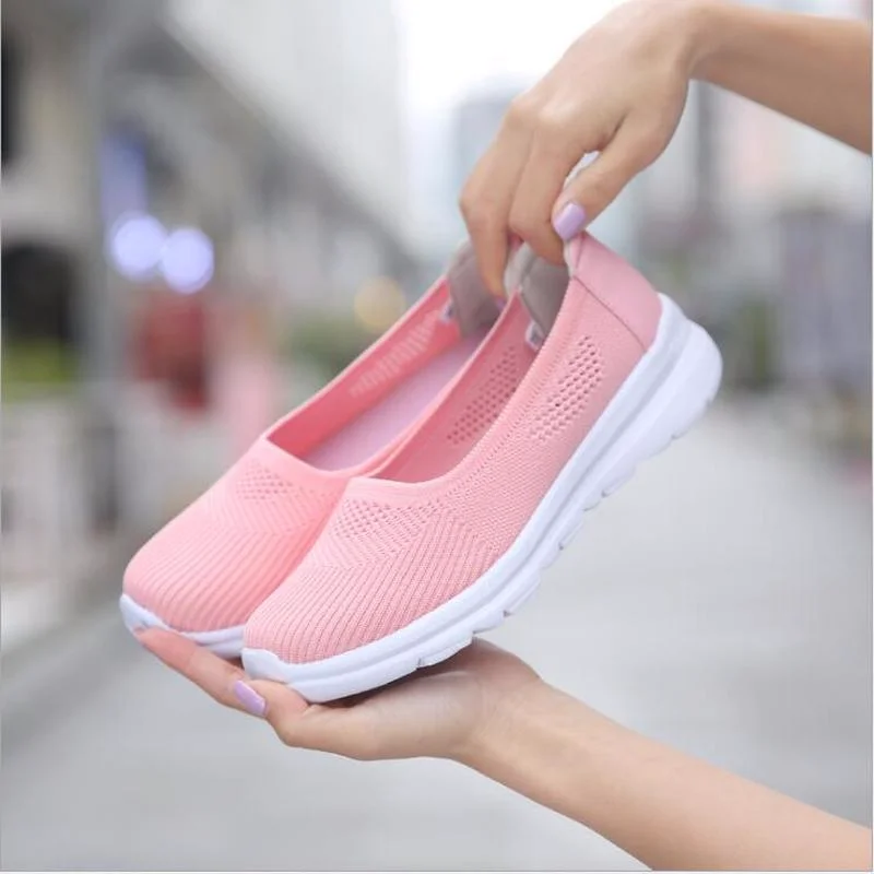 

Женские сетчатые дышащие кроссовки на плоской подошве, женские сетчатые слипоны, Вулканизированная обувь, женская удобная обувь для ходьбы