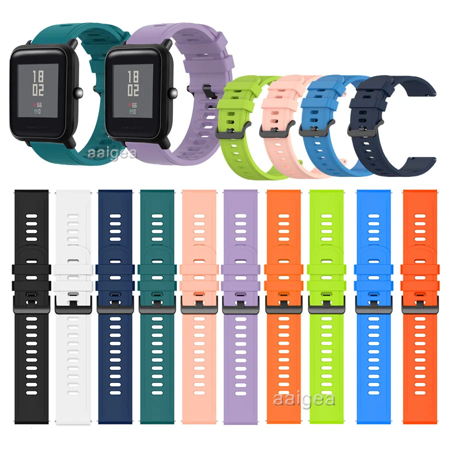 

Ремешок силиконовый для Huami Amazfit Bip Lite S U, сменный Браслет для часов 20 мм 22 мм