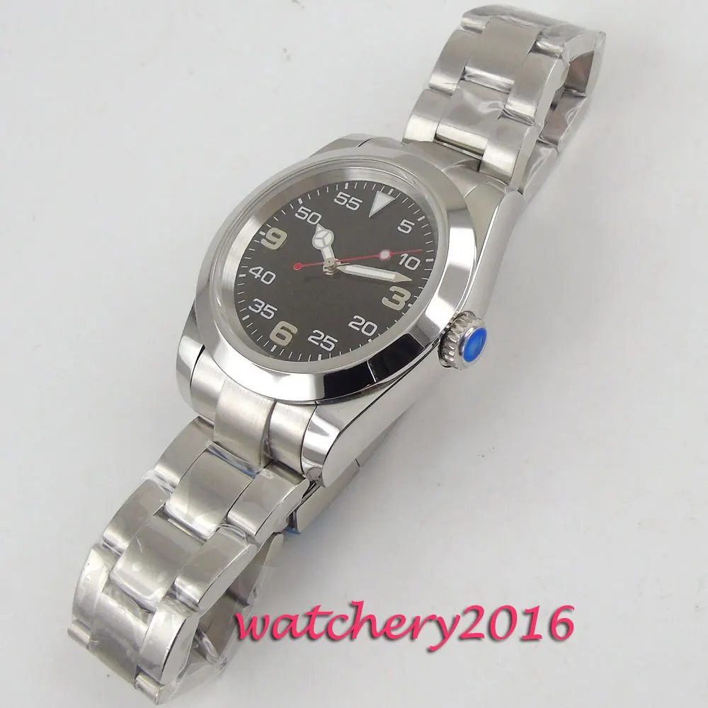 40 мм черный циферблат сапфировое стекло полированные светящиеся отметки Miyota 8215