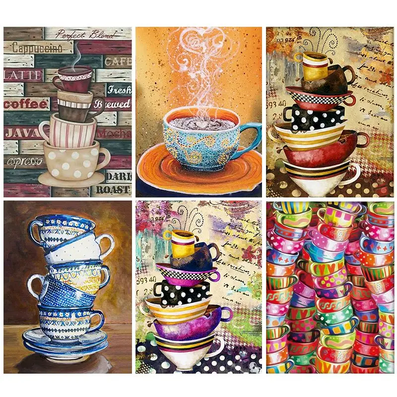 

GATYZTORY Coffee Picture Painting By Numbers For Adults DIY Kits HandPainted On Canvas With Framed Oil Drawing Coloring By Numbe