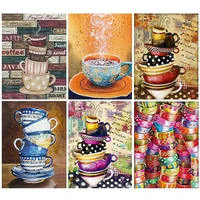 gatyztory coffee picture painting by numbers for adults diy kits handpainted on canvas with framed oil drawing coloring by numbe