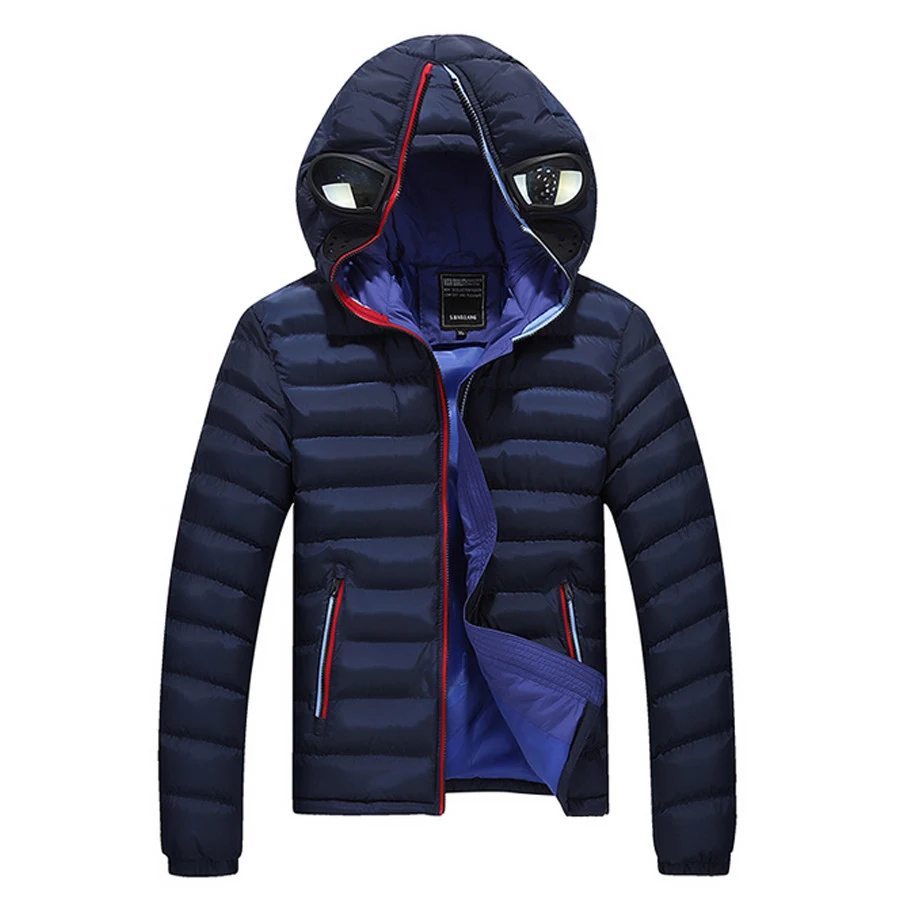 Зимние куртки мужские парки с глазами стеганое пальто капюшоном теплые детская