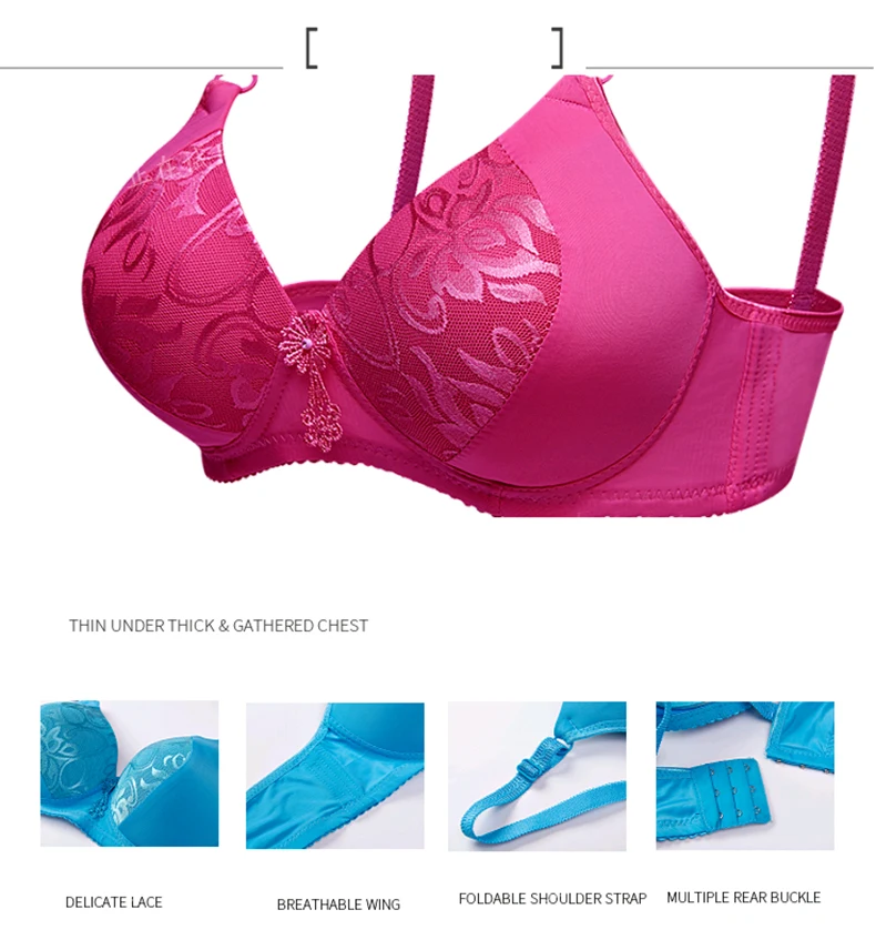 Новые женщины Bralette нижнее белье Толстый Padded Super Push вверх Бюстгальтер Сексуальная белья Беспроводные бюстгальтеры Хлопок Pluz Размер 36-42 B C Кубок