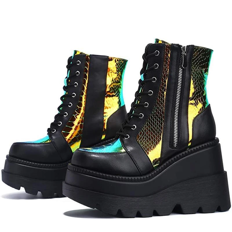 

Женские Классические ботильоны на платформе, брендовые полусапожки на танкетке, на молнии, Размеры 35-43, 2021