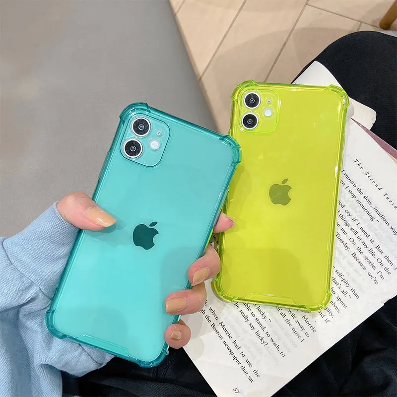 

Silicone Lens Protection Phone Case On For iPhone 11 12 Pro Max 8 7 6 6s Plus Xr Xs Max X Xs 12 Color Shockproof Soft Back Cover