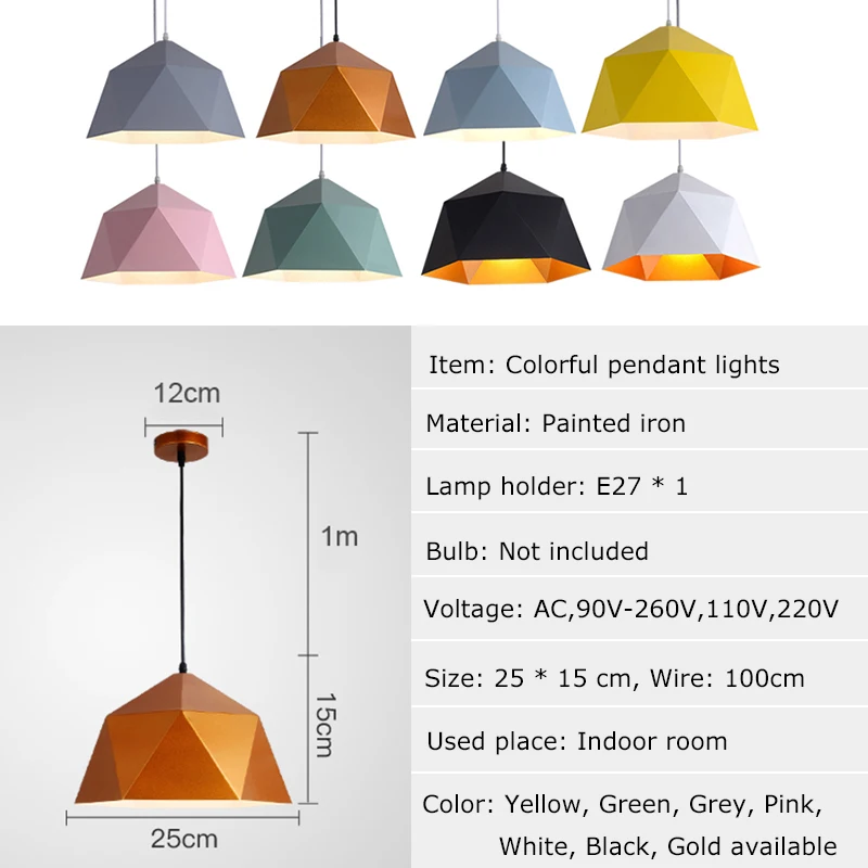 

Modern Nordic Pendant Lights Industrial Pendant Lamp Colorful Hanglamp Iron Hanging Lamp For Dining Room Kitchen Living Room Bar