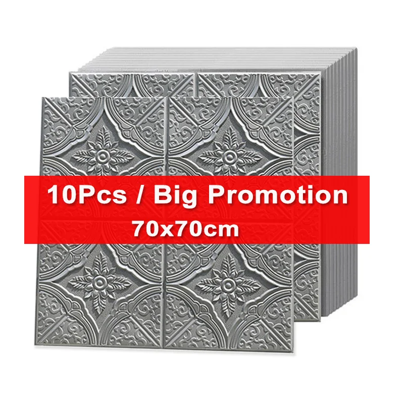 

3D стерео пенопластовая Настенная Наклейка 70*70 см, обои, настенные потолочные обои для гостиной, самоклеящиеся настенные бумаги на крышу для ...