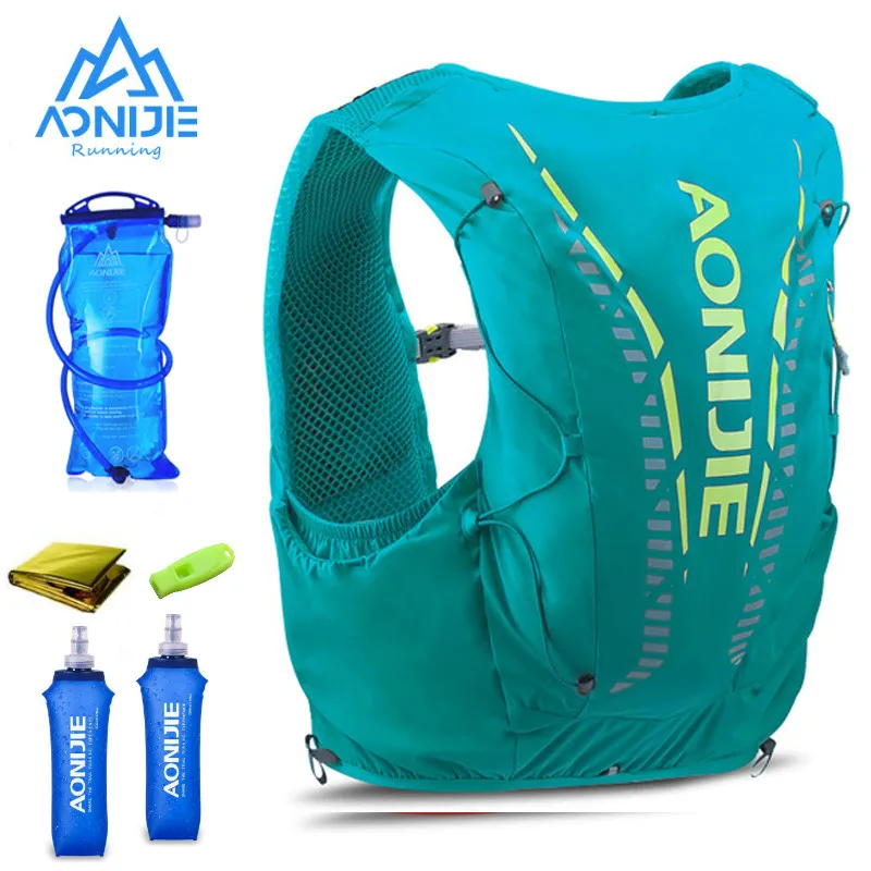 AONIJIE C962 12L  green Hydration Backpack Advanced Skin  Pack Bag Vest Soft Water Bladder Flask professional running bag 500ML