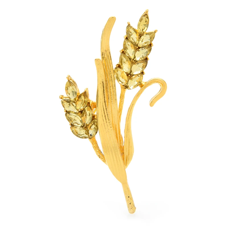 

Wuli&baby Yellow Wheat Brooches For Women Unisex Classic Grain Flower Party Office Brooch Pin Gifts