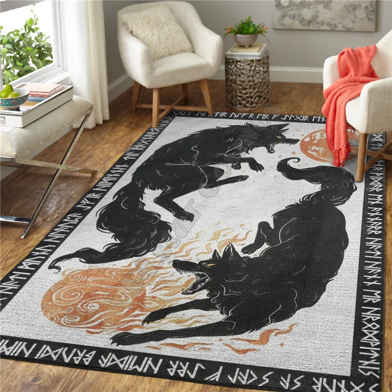 

Viking Tattoo Wolf 3D Printed Carpet Mat for Living Room Doormat Flannel Print Bedroom Non-slip Floor Rug 04