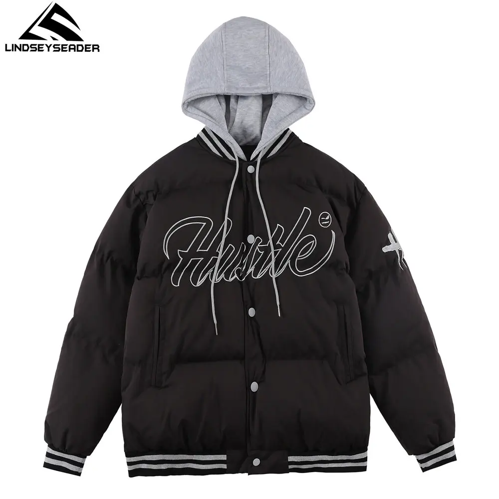 

Men's Women Hooded Winter Warm Jacket Thick Coat Psolid Letters Heated Padded Puffer Jacket Oversized Parka Men's Clothing