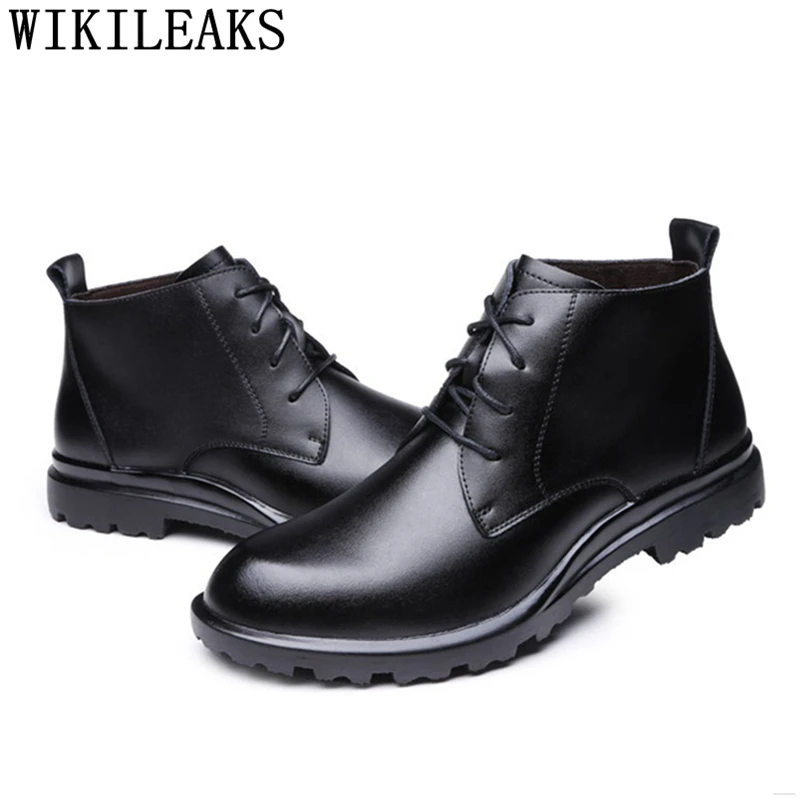 Зимняя обувь зимние ботинки мужские мотоциклетные искусственная кожа