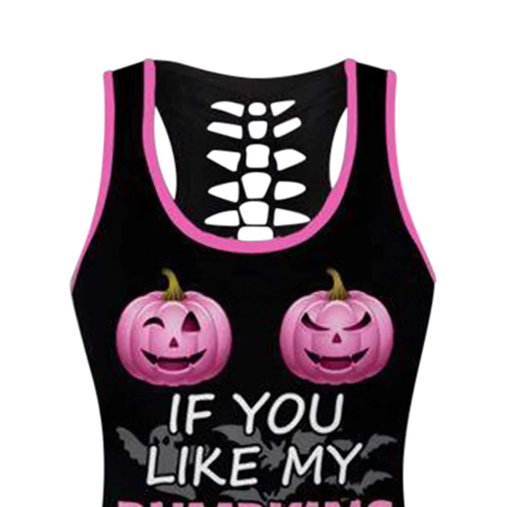 Женский комплект из 2 предметов модный топ без рукавов с принтом тыквы и майка