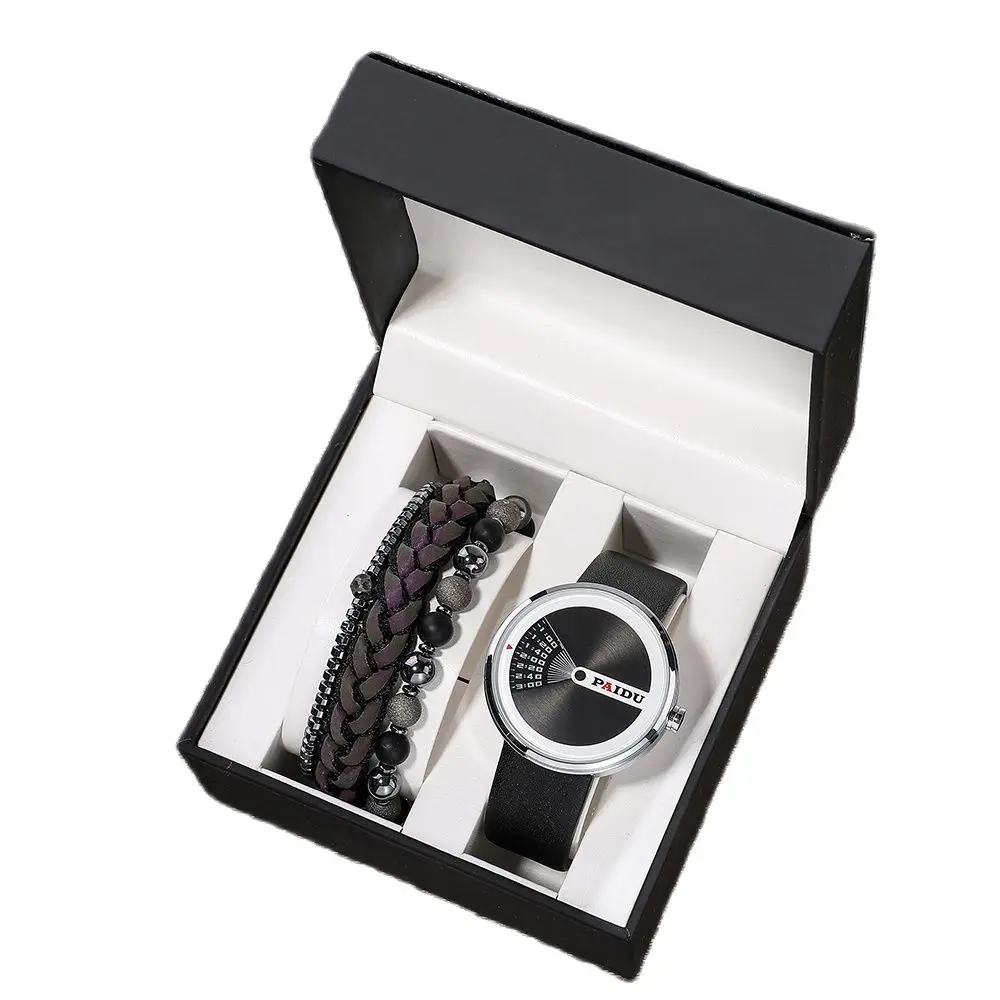

4Pcs/Set Fashion Leather Watches for Men Paidu Brand Man Wristwatches with Bracelet Waterpoof PC21 Movement Watch Gift Set Box