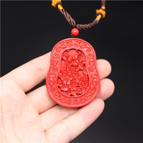 Китайский натуральный красный Органическая киноварь камень цветок кулон