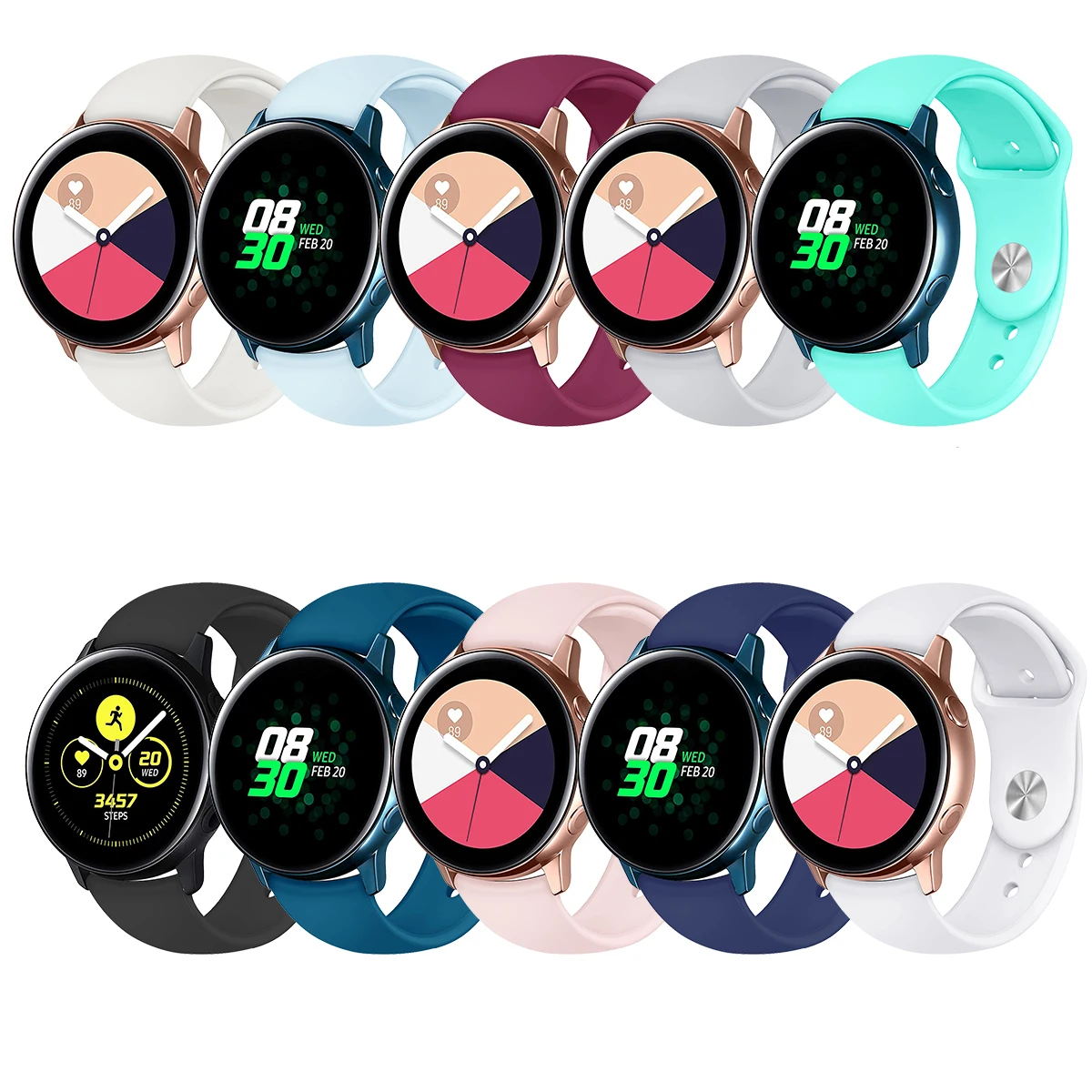 Для 42mm-S samsung Galaxy Watch активный ремешок для часов чистый цвет силиконовый