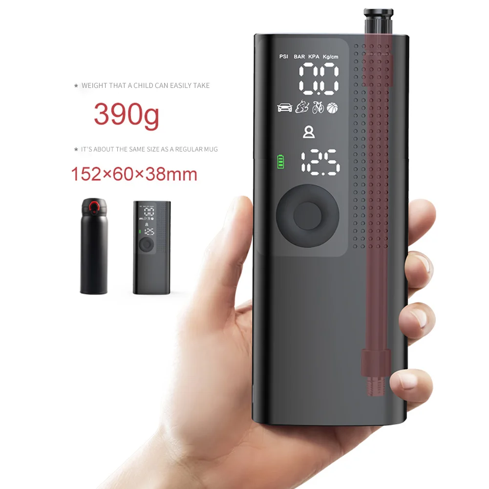 

120psi Bike Mini Electric Pump Portable Smart Bicycle Motorcycle Tire Swimming Ring Digital LCD Display Wireless Air Inflator
