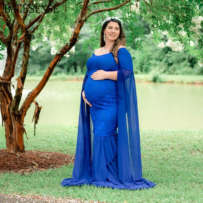 Беременных Для женщин русалки длинное платье макси с открытыми плечами