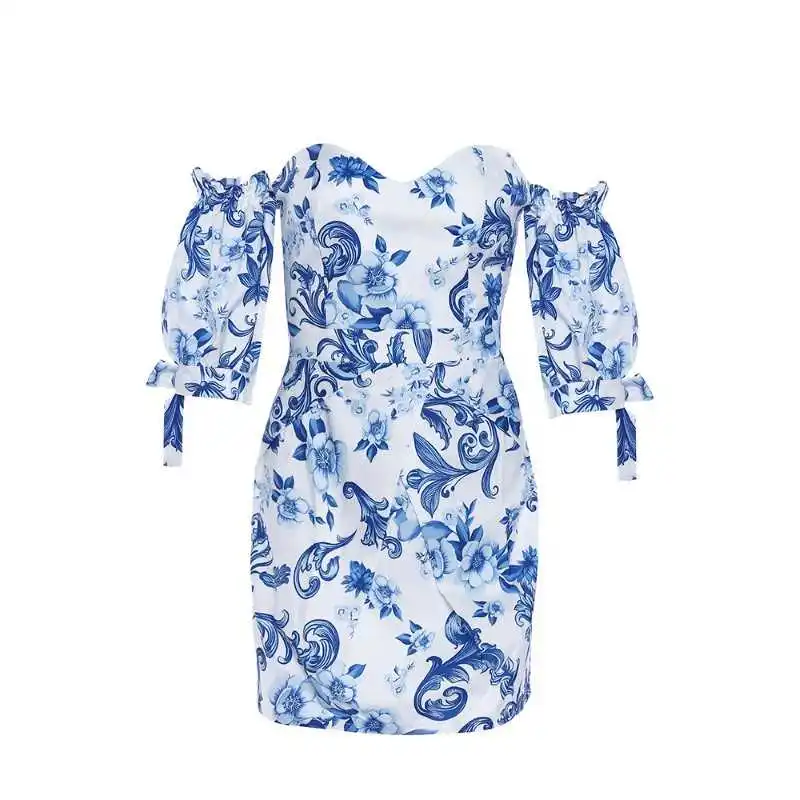 

Women's Sexy Dress Robe Fashion Backless Strapless Elegant Ruffles White Vintage Floral Print Sexy Mini Dresses Vestidos