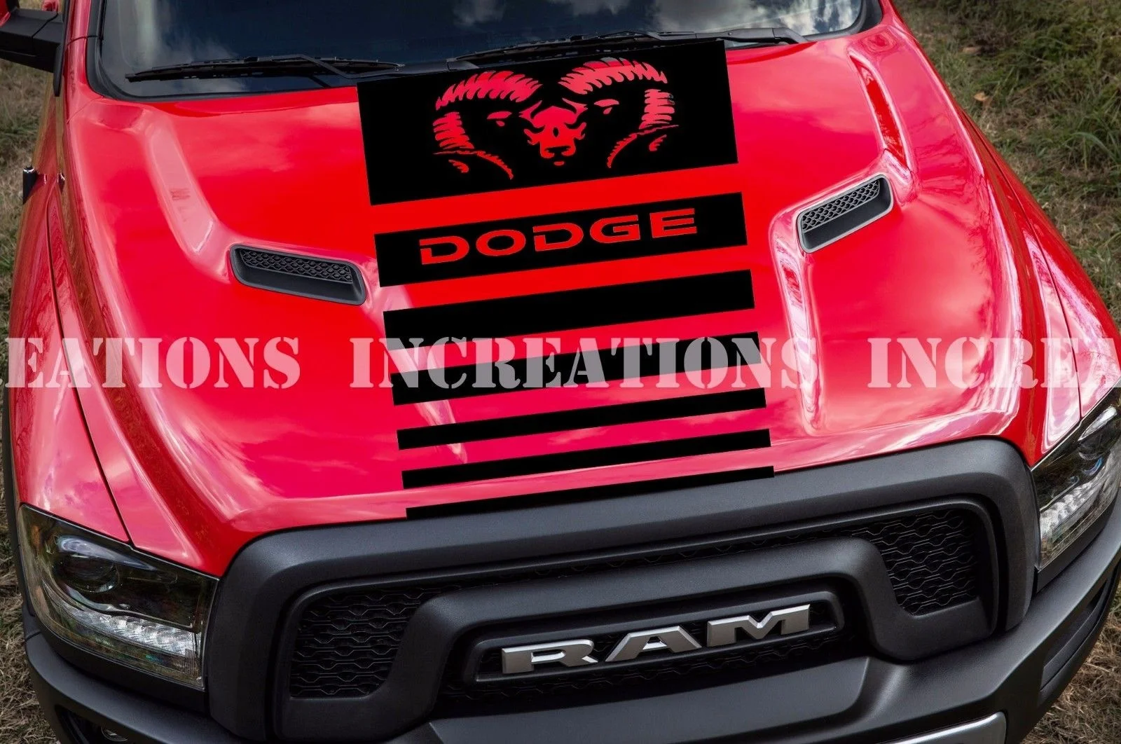 

For Universal Dodge Ram Head Hood Decal Sticker Racing Any Truck Fading Stripe GMC