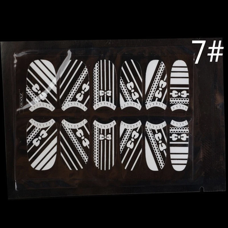 16 шт лак для ногтей Наклейка Маникюр белый кружева смешанный узор с сверлом