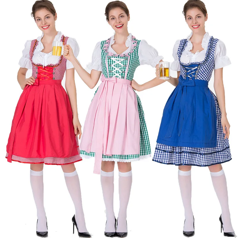 

Hot Dirndl German Beer Maid Costumes Women Oktoberfest Carnival Fancy Dress Up Halloween Costume Simple Adult