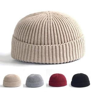 Men Women Knitted Hat Beanie Skull Cap Sailor Docker Fisherman Cuff Brimless Cap For Men Women Winter Warmer Thermal Hats