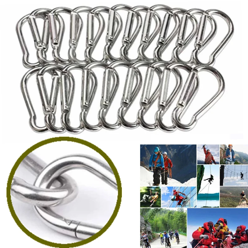 

5/10/20Pcs Mini Alloy Spring Carabiner Snap Hook Carabiner Clip Keychain EDC Survival Outdoor Camping Tools Silver Size