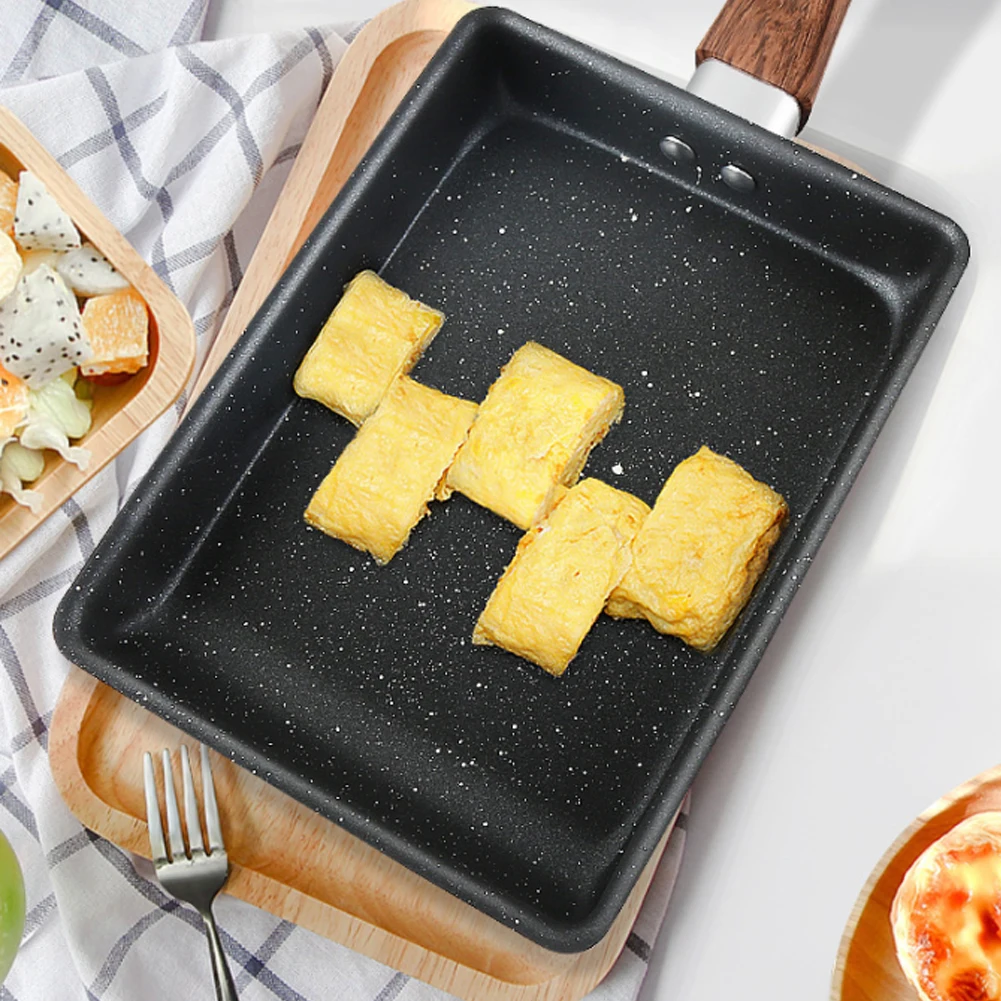 

Frying Pan Tamagoyaki Omelette Black Non-Stick Pan Fry Egg Pan Pancake Kitchen Pot Only Use for Gas Induction Cooker