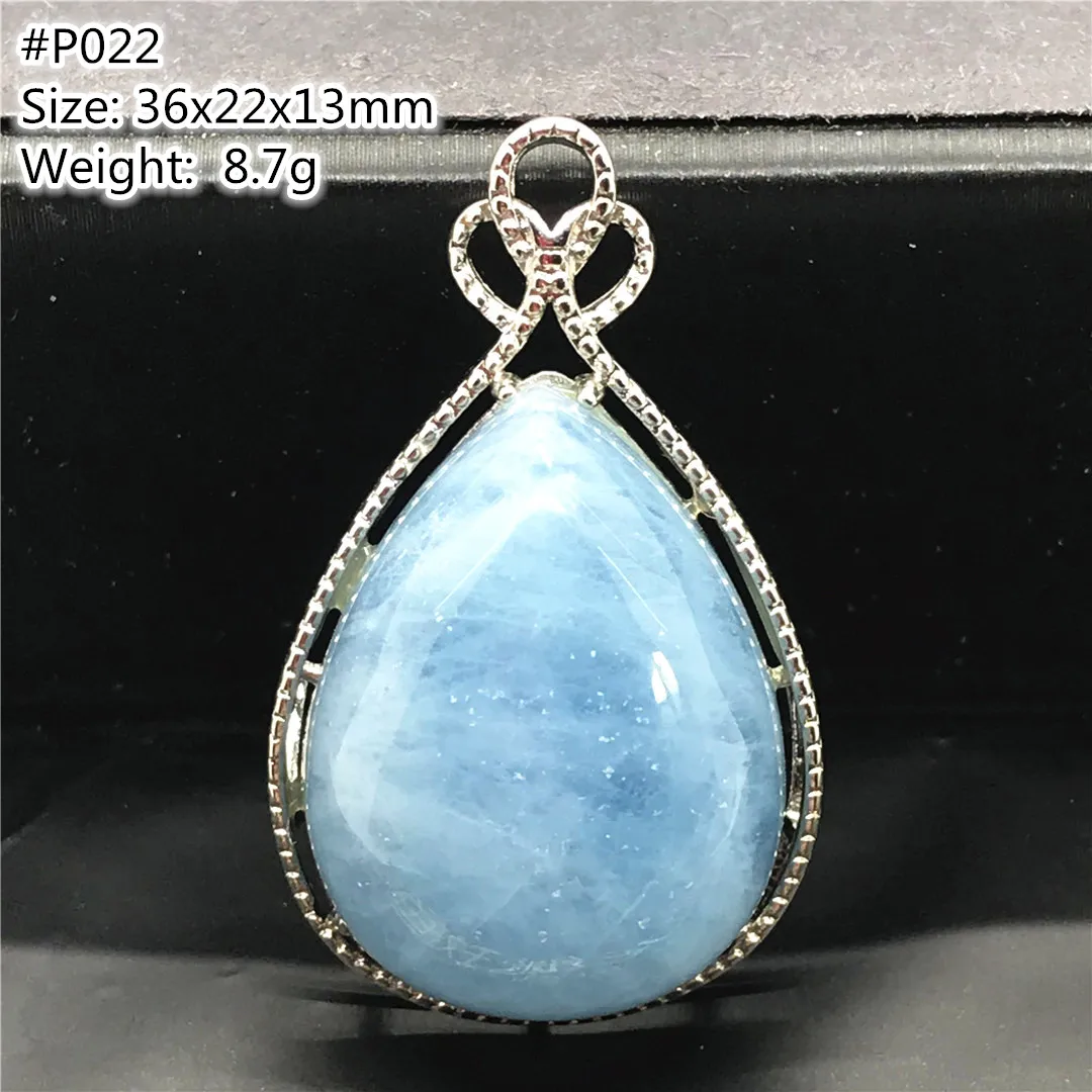 

Top Natural Ocean Blue Aquamarine Stone Pendant Jewelry For Woman Man Love Gift Crystal 36x22x13mm Beads Silver Gemstone AAAAA