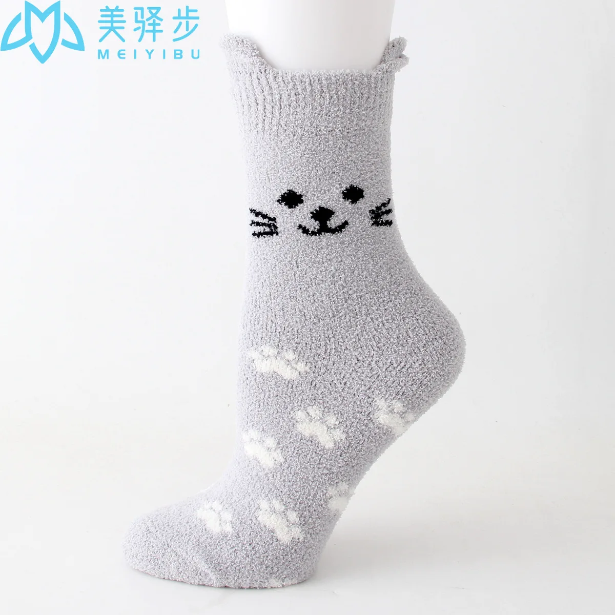 12 Pcs Per Set Winter New Cat Coral Velvet Socks Japanese Cartoon Cute Thick Warm Socks for Girl