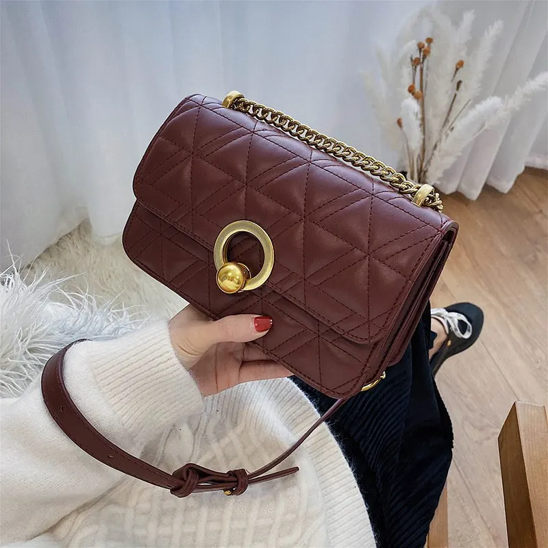 XGVOKH женская сумка на плечо Маленькая квадратная из искусственной кожи бордовые