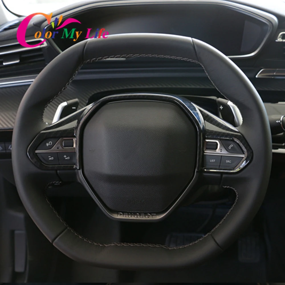 

Накладка на панель рулевого колеса автомобиля для Peugeot 508, 2019, 2020, 2021, наклейка из углеродного волокна